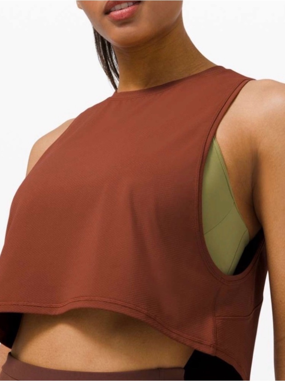 Lululemon Women's Brown and Burgundy Crop-top size 4